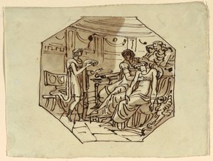 Vergilius felolvassa Marcellus laudációját Lucretiának és Augustusnak, Palazzo Cavina, Faenza alkotó: Felice Giani