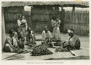 Dohánytermelő őslakosok. Myrbach metszet a Lucon és Palaouan, hat éve a Fülöp-szigeteken című történet illusztrálására, Alfred Marche (1844-1898), in le tour du monde 1886, rendező: Edouard Charton (1807-1890), Hachette, Párizs.