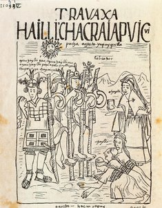 A mezőgazdasági munkák kezdete augusztusban (Tusrajz alkotó: Felipe Huaman Poma de Ayala