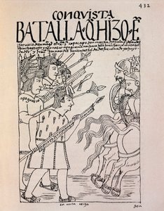 Cuzco meghódítása a spanyol hódítók által 1533-ban (Tintarajz alkotó: Felipe Huaman Poma de Ayala