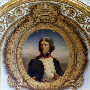 Bonaparte Napóleon (1769-1821) portréja egyenruhában, mint a korzikai első zászlóalj alezredese 1792-ben Henri-Felix-Emmanuel Philippoteaux (1815-1884) festménye 1834 V. 0,8x0,6 m.