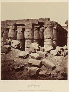 Az oszlopcsarnok oszlopai, északi nézet. [Karnak, Théba] alkotó: Félix Bonfils