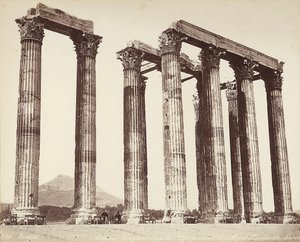 Az Olympeion, vagyis az Olimpiai Zeusz temploma az Akropoliszon, Athén alkotó: Félix Bonfils