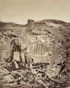 Kilátás a Mar Saba kolostorra, Izraelben alkotó: Félix Bonfils