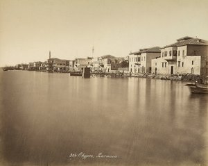 Kilátás nyílik Larnaca városára, Cipruson alkotó: Félix Bonfils