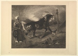 Arab ló a karón, Delacroix után, 1857.