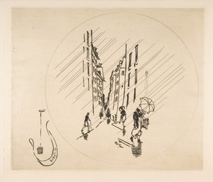 Dísz tányérhoz: Eső, 1870. alkotó: Felix Bracquemond