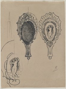 Tervezés kézi tükörhöz, c. 1900-1902. alkotó: Felix Bracquemond