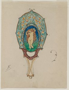 Tervezés kézi tükörhöz, c. 1900-1902. alkotó: Felix Bracquemond