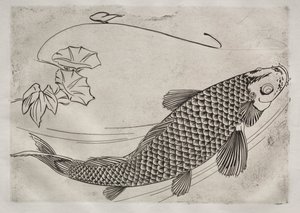 Vacsora (Rousseau szolgáltatás): nagy hal japán stílusban (19. sz.) alkotó: Felix Bracquemond