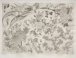 Vacsora Rousseau szolgáltatás: Virágok sz. 1866. 23. alkotó: Felix Bracquemond