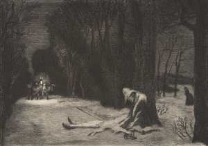 Matamore Fracasse kapitány halála, 1864. alkotó: Felix Bracquemond