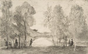 A Bois de Boulogne-tó, 1858 körül. alkotó: Felix Bracquemond