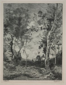Tájkép, avagy The White Horse, Corot nyomán alkotó: Felix Bracquemond