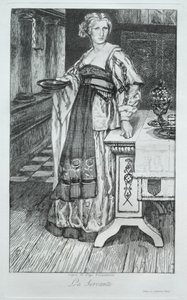 A szolgálólány, H. Leys nyomán, 1868. alkotó: Felix Bracquemond