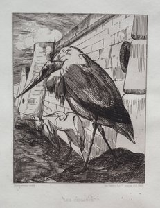 A gólyák, 1865. alkotó: Felix Bracquemond