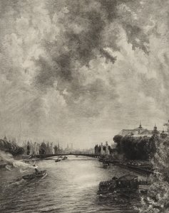 Cím nélkül (kilátás a Szajnára) alkotó: Felix Bracquemond