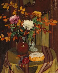 krizantém és őszi levél; Krizantémok és őszi lombok, 1922 alkotó: Felix Edouard Vallotton