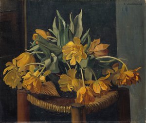 Dupla sárga tulipán fonott széken, 1923 alkotó: Felix Edouard Vallotton