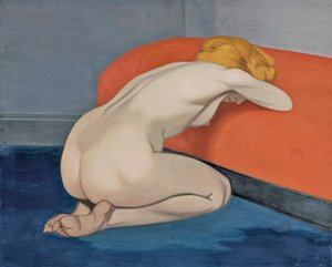 ""Meztelen nő térdel egy vörös kanapé előtt"" Meztelen nő egy vörös kanapé előtt térdel, Vallotton, Felix Edouard (1865-1925)