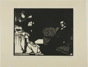 Felkészülés a látogatásra, nyolcas tányér az Intimaciesből alkotó: Felix Edouard Vallotton