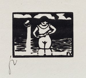 Lány lehúzva az ingét, VI a "Les Petites Baigneuses"-ből, 1893 alkotó: Felix Edouard Vallotton