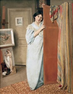 Műhelybelső a művész feleségével alkotó: Felix Edouard Vallotton