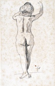 Nu de dos - Felix Vallotton (1865-1925) alkotásai, grafit papíron (28x18 cm), 20. század eleje - Saint Roch hospice múzeum, Issoudun - Kötelező említés alkotó: Felix Edouard Vallotton