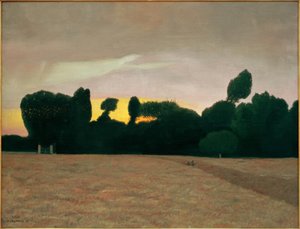 Normandiai táj, lenyugvó nap alkotó: Felix Edouard Vallotton