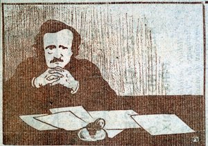 Edgar Allan Poe portréja – Félix Vallotton metszete, 1900 körül alkotó: Felix Edouard Vallotton