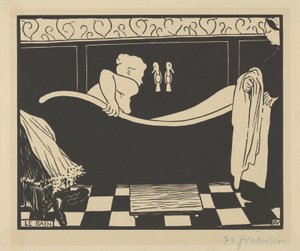A fürdő (Le Bain), 1894 (fametszet krémszínű szőtt papírra) alkotó: Felix Edouard Vallotton
