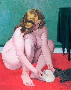 Nő macskával, 1919. alkotó: Felix Edouard Vallotton