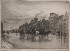 Egy téli reggel a Quai de LHotel-Dieu-n, 1876. alkotó: Felix Hilaire Buhot