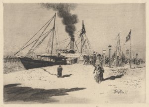 Móló a trouville-i rakparton, 1877. alkotó: Felix Hilaire Buhot