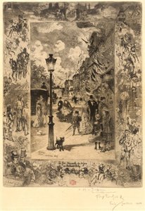 A nemzeti ünnep a Boulevard Clichy-n (Nemzeti ünnep a Boulevard de Clichy-n) alkotó: Felix Hilaire Buhot