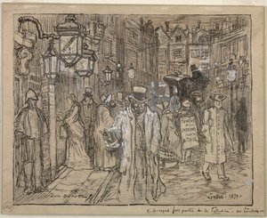 Utcai jelenet Londonban, 1879. alkotó: Felix Hilaire Buhot