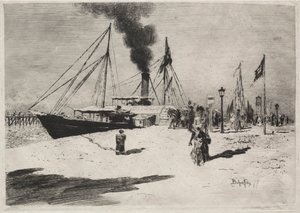 A trouville-i rakpart alkotó: Felix Hilaire Buhot
