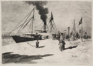 A trouville-i rakpart, 1877. alkotó: Felix Hilaire Buhot