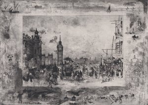 Westminster Bridge, vagy Westminster Clock Tower, 1860-98. alkotó: Felix Hilaire Buhot