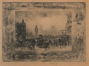 Westminster Bridge vagy Westminster Tower, 1884. alkotó: Felix Hilaire Buhot
