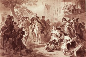 George Washington 1783-ban belép New Yorkba, metszett Alexander Hay Ritchie (1822-1895) (mezzotinta) alkotó: Felix Octavius Carr Darley