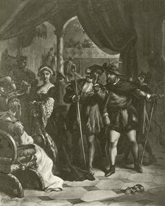 Henrik király VIII. I. felvonás, IV. jelenet (mélynyomás) alkotó: Felix Octavius Carr Darley