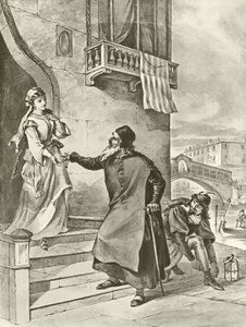 Velencei kereskedő. II. felvonás, V. jelenet (mélynyomás) alkotó: Felix Octavius Carr Darley