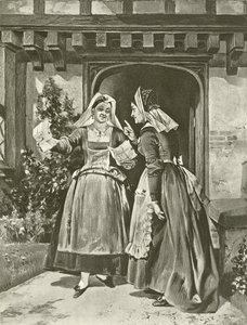 A windsori víg feleségek. II. felvonás, I. jelenet (mélynyomás) alkotó: Felix Octavius Carr Darley