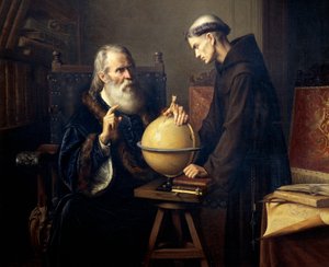 Galileo Galilei (1564-1642) elméleteit magyarázza a Padovai Egyetemen, Felix Parra (1845-1919) festészete