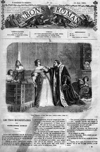 Római sorozat: Alexandre Dumas (1802-1870) „A három testőr”. Anna osztrák királynőnek (1601-1666) férje, XIII. Lajos hűtlenséggel gyanúsította a kancellárnak azt a levelet, amelyet állítólag Buckingham hercegének írt. alkotó: Felix Philippoteaux