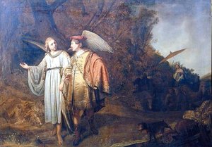 Tóbiás és Gábriel angyal (olaj, vászon) alkotó: Ferdinand (attr.) Bol