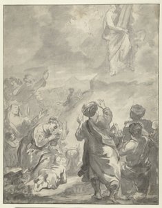 Mózes alászáll a Sínai-hegyről a Tízparancsolattal alkotó: Ferdinand Bol