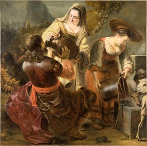 Rebeka és Eliezer a kútnál, c. 1645. alkotó: Ferdinand Bol