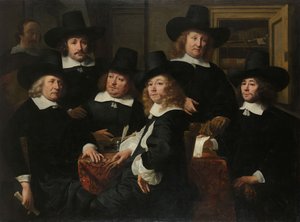 A Nieuw Zijds Szegények Szabadtéri Segítő Intézetének hat régense és a gyöngye, Amszterdam, 1657 alkotó: Ferdinand Bol